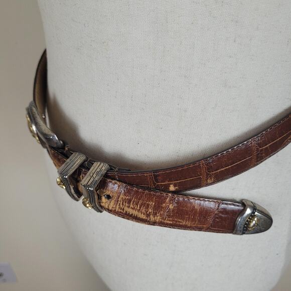 VTG Brighton Belt Medium Brown Leather Museum Collection Sun Moon 90s Western - Picture 5 of 10